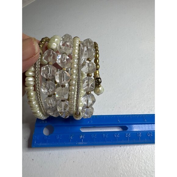 Silpada Multi-Strand Faux Pearl Crystal Bead Bracelet Silver & Gold Tone Accents - Picture 5 of 5